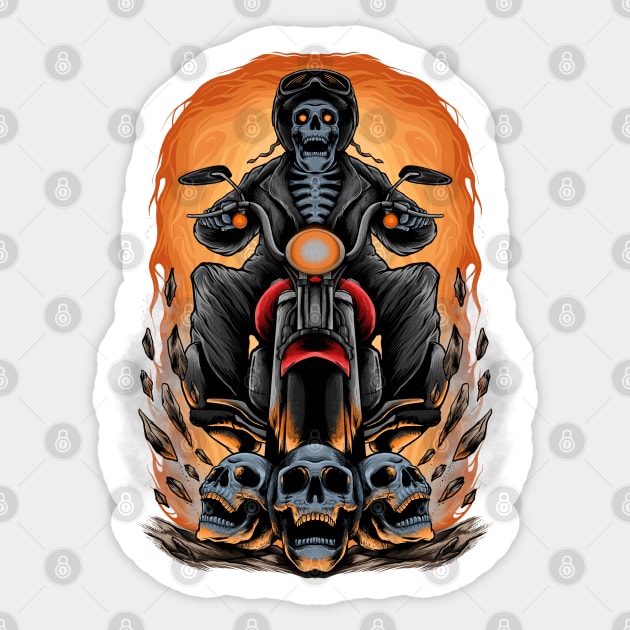 RIDING MOTORCYCLE Sticker by AWANG ART STUDIO